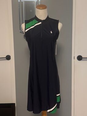 Ralph Lauren Navy tennis Dress Green & White Panels US open